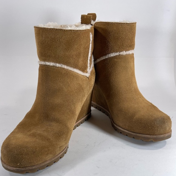 UGG Women's Marte Wedge Booties Chestnut Color - Picture 10 of 12